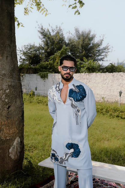 Blue flower kurta set