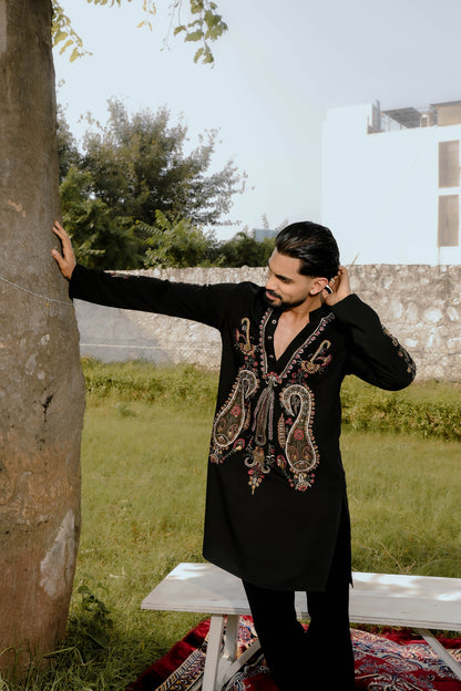 Black Paisley kurta set