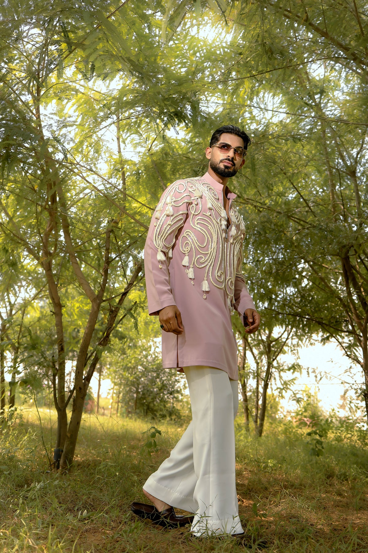 Pink dori kurta set