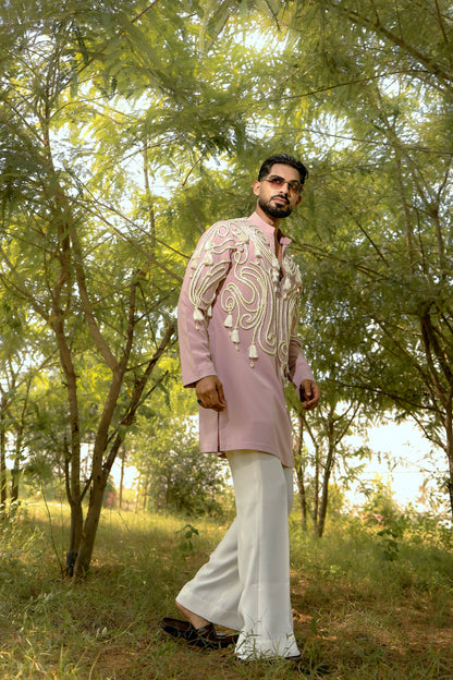 Pink dori kurta set