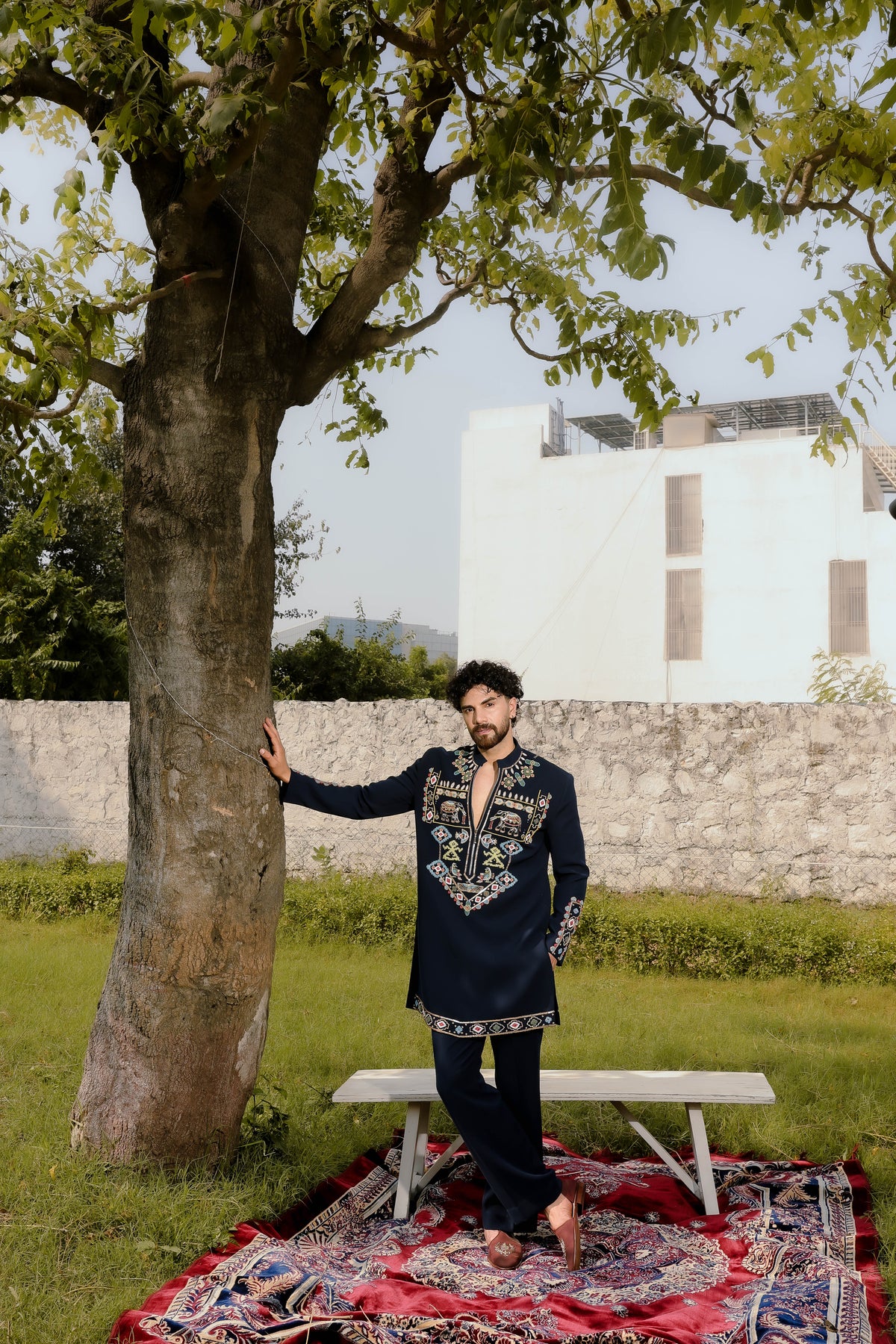 Blue Regal elephant kurta set