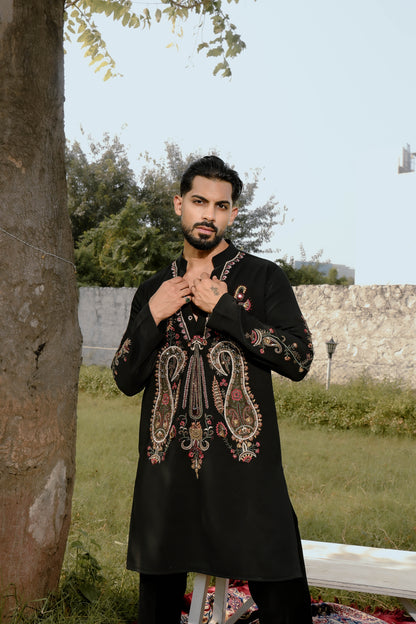 Black Paisley kurta set