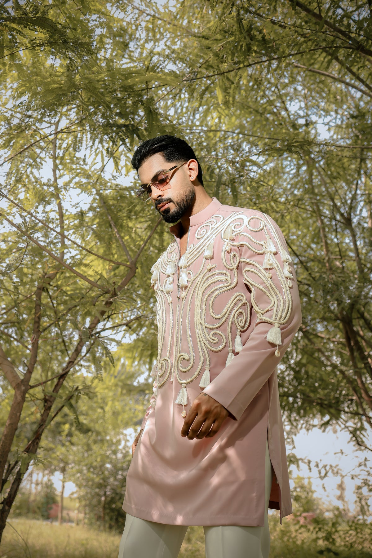 Pink dori kurta set