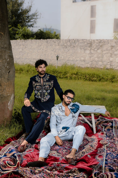 Blue flower kurta set