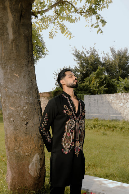 Black Paisley kurta set