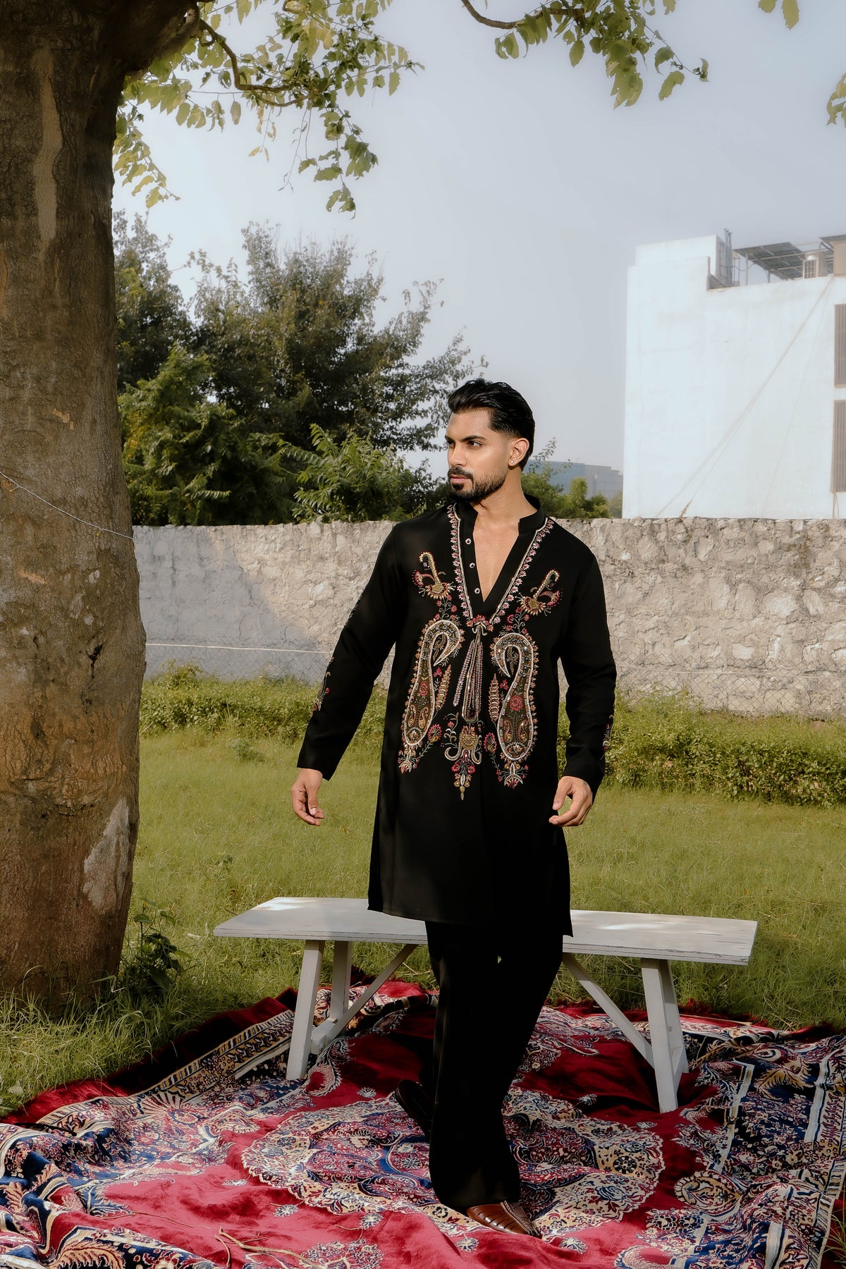 Black Paisley kurta set
