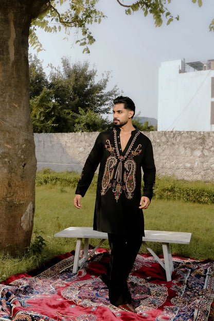 Black Paisley kurta set
