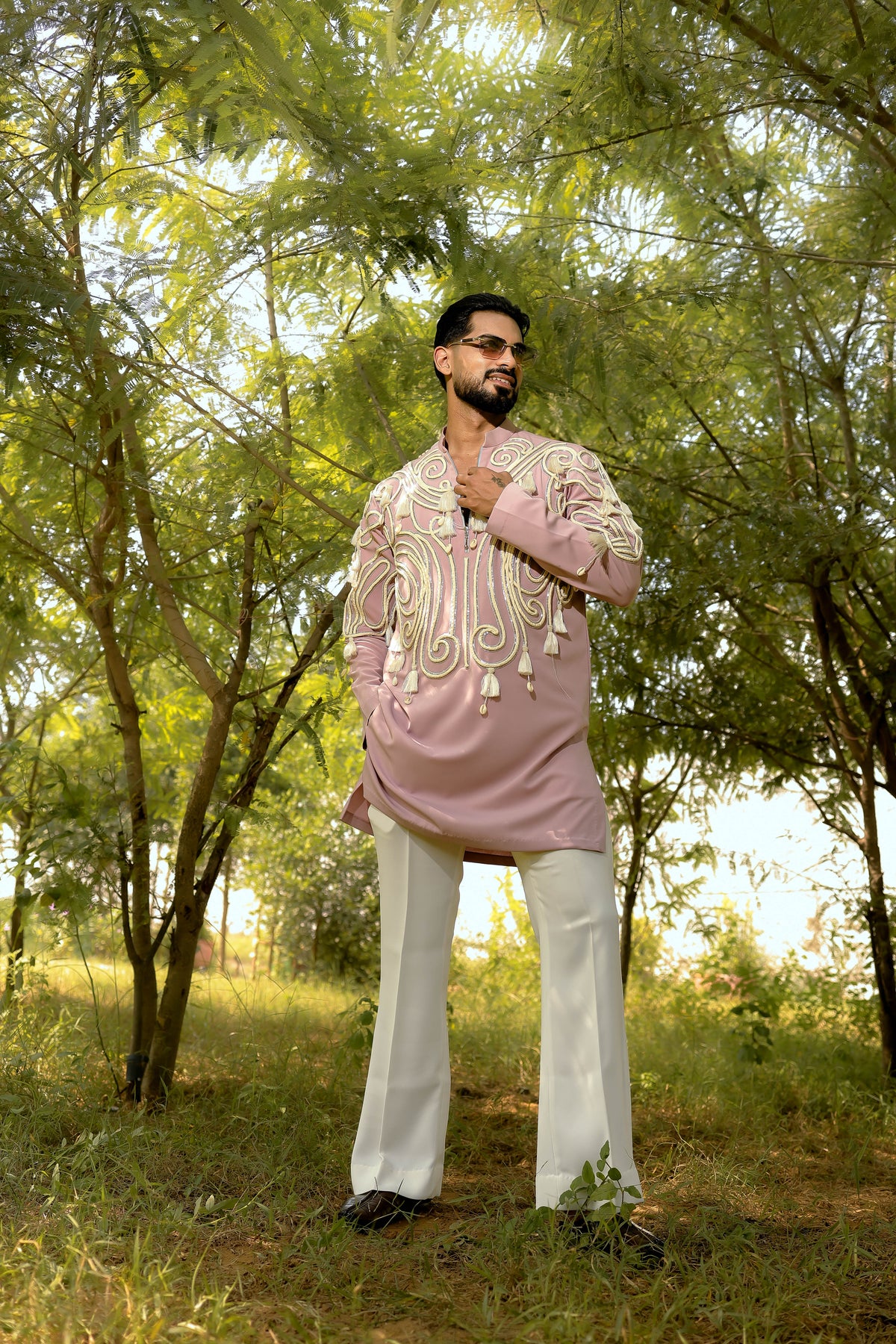 Pink dori kurta set
