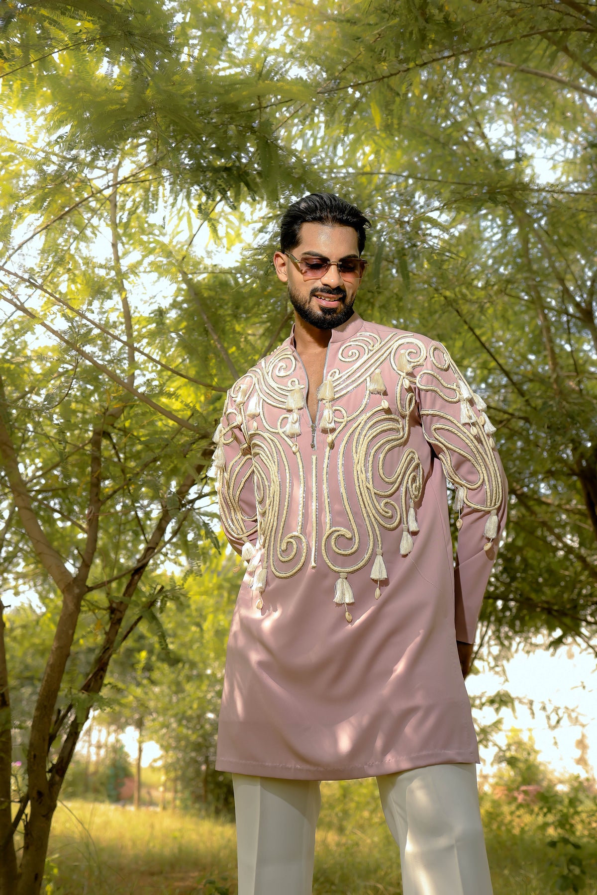 Pink dori kurta set