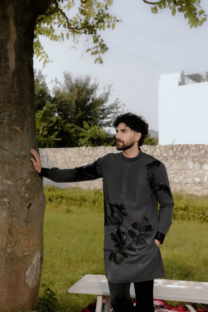 Grey pintex kurta set