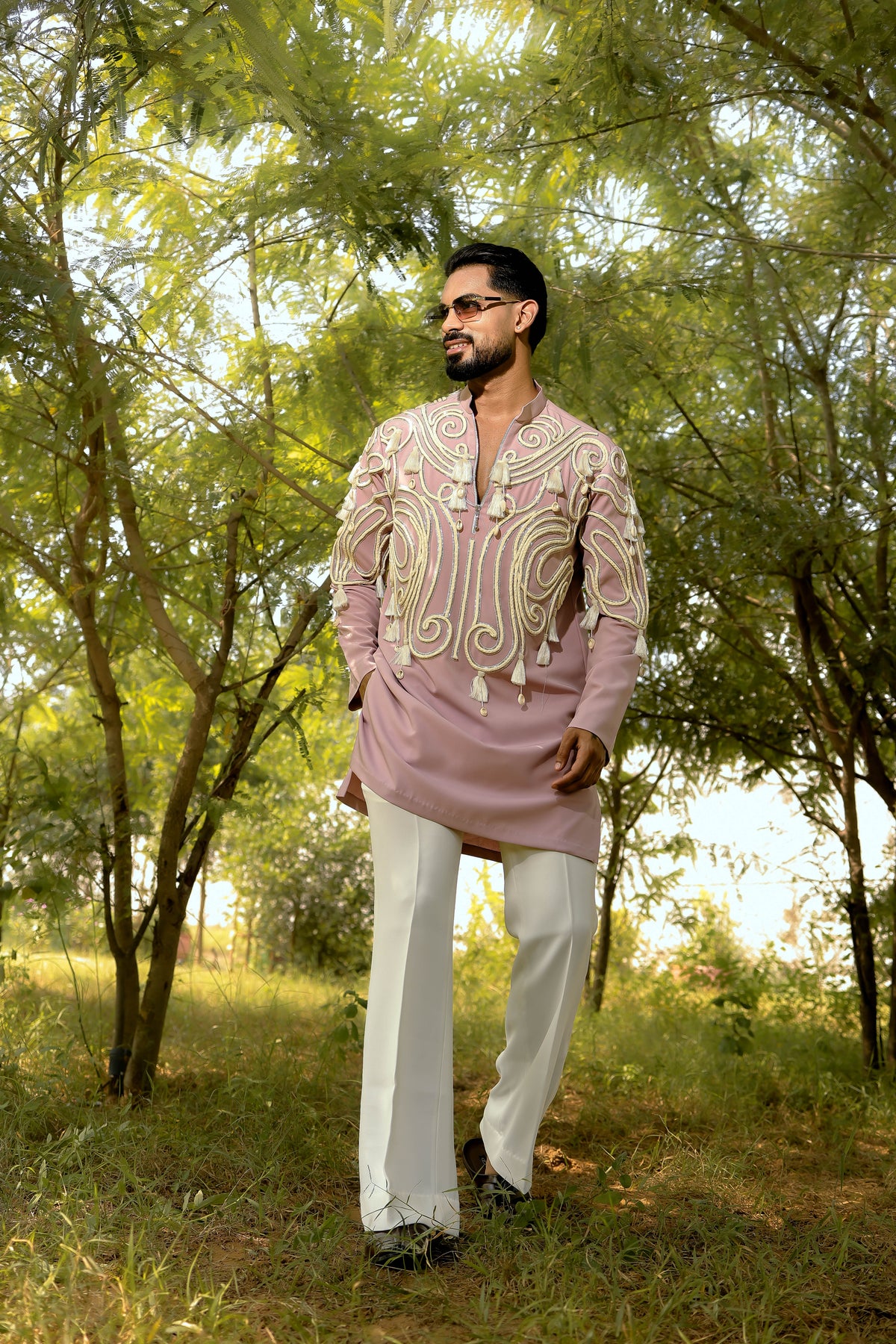 Pink dori kurta set
