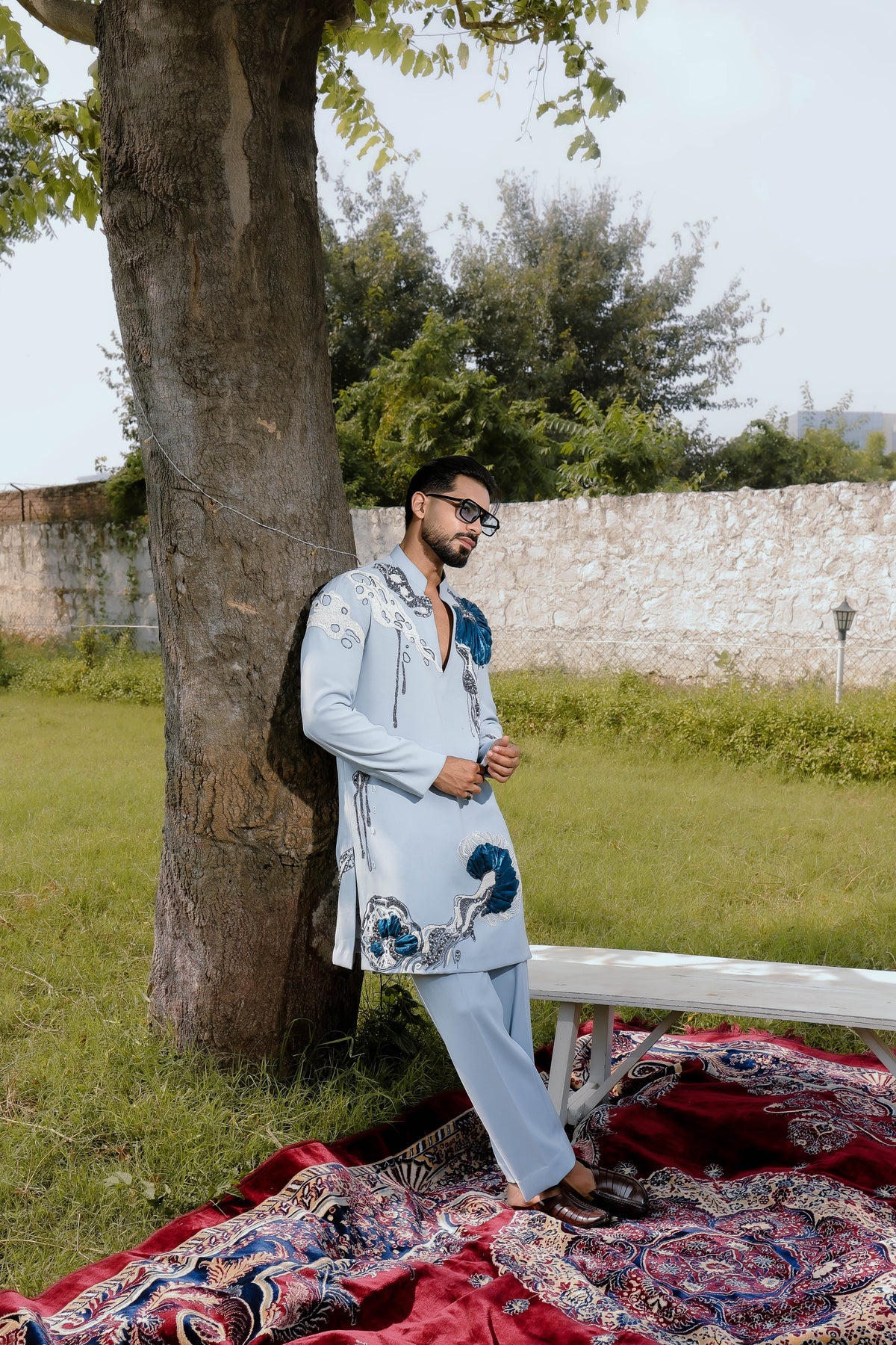 Blue flower kurta set