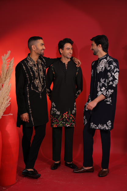 Black phulkari kurta