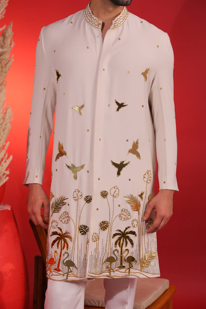 Ivory mirror kurta set