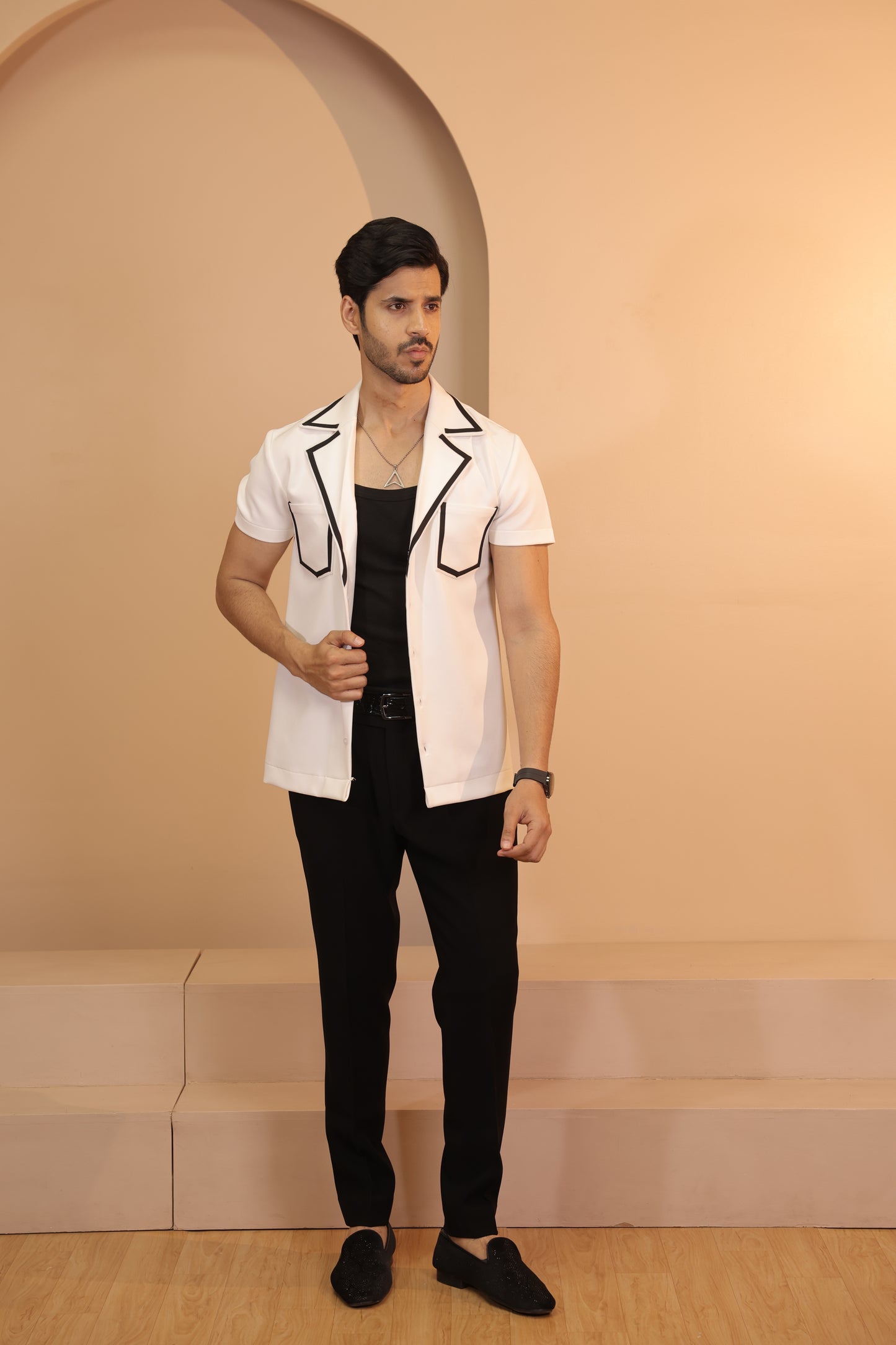 White open collar shirt