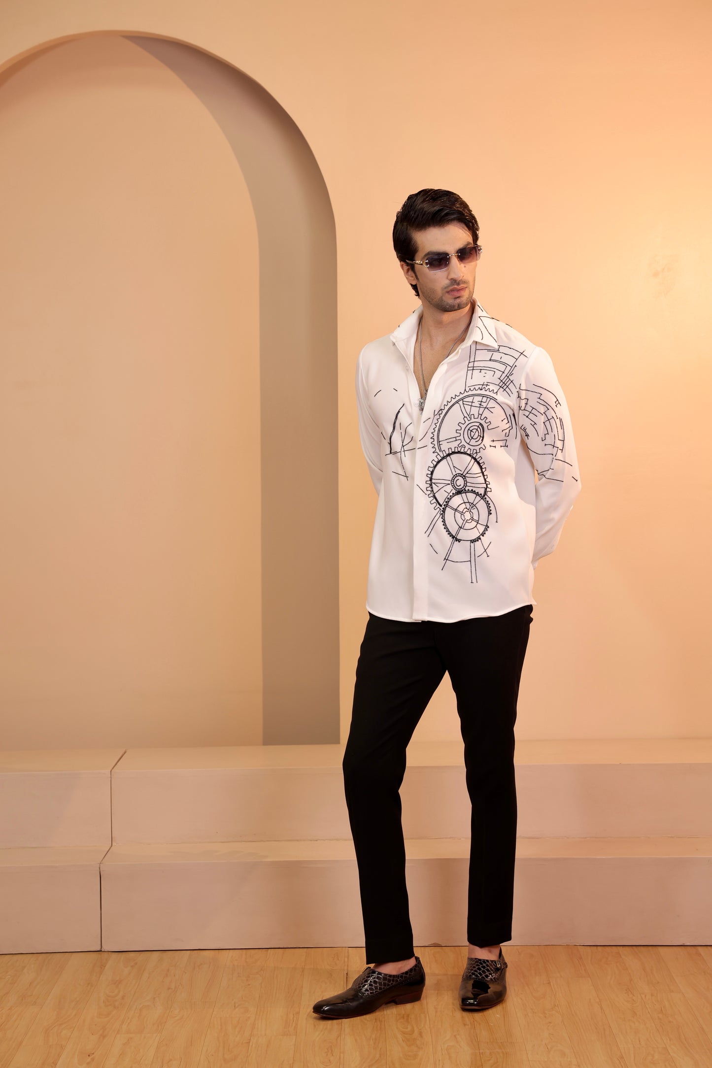 White mechanical shirt