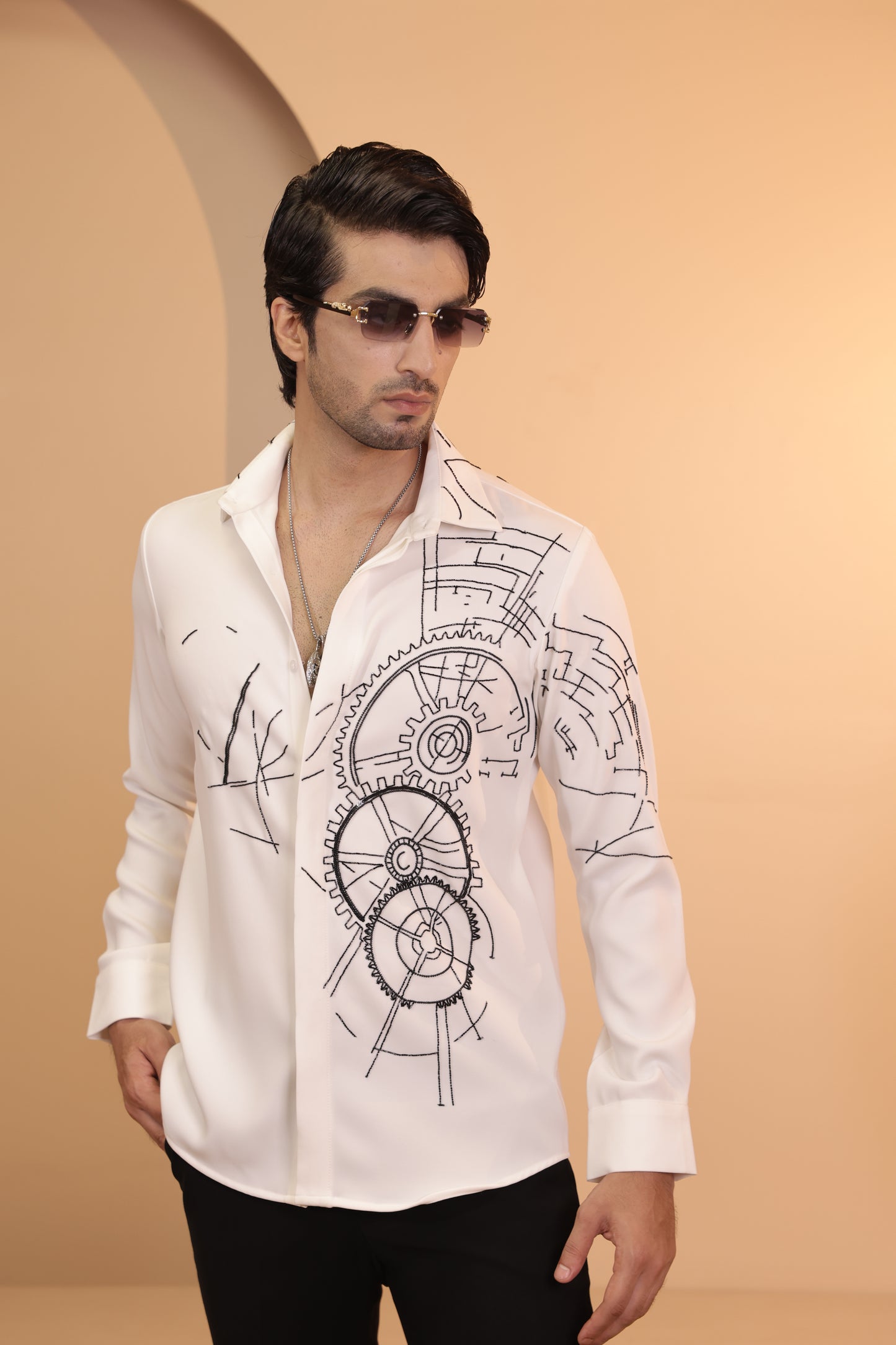 White mechanical shirt