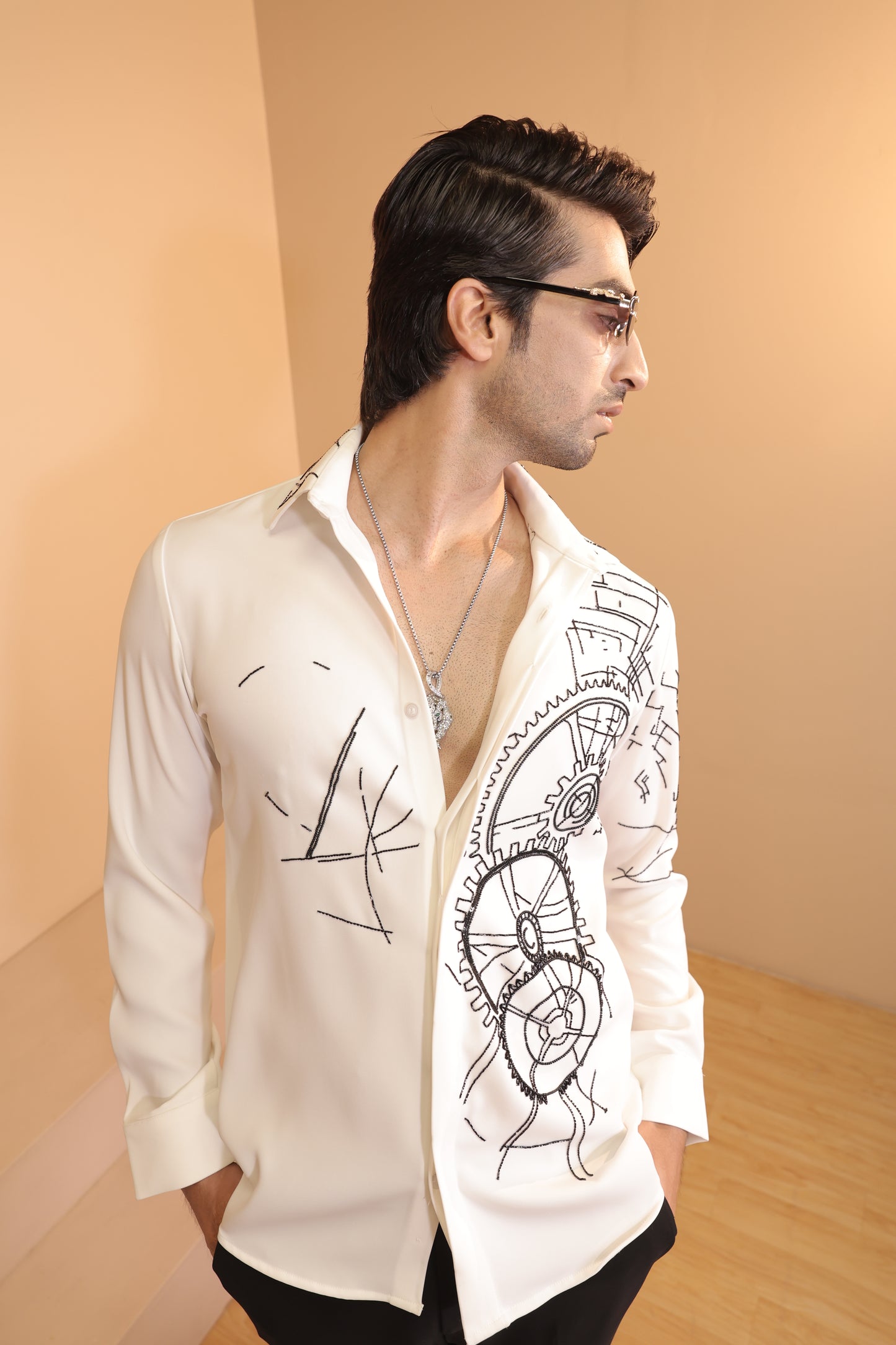 White mechanical shirt