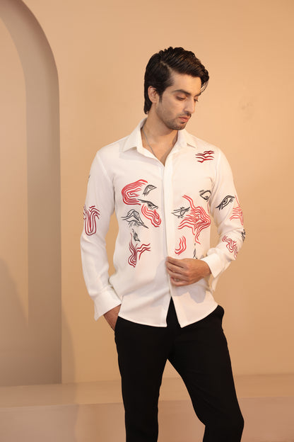 White embroidered tribal shirt