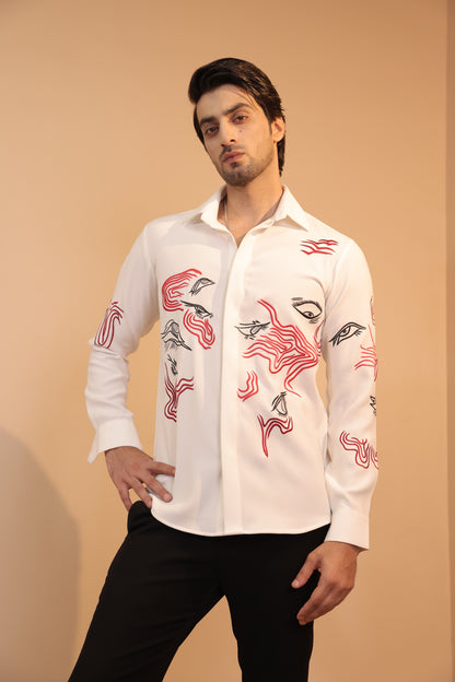 White embroidered tribal shirt