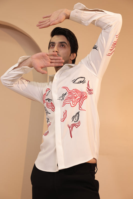 White embroidered tribal shirt