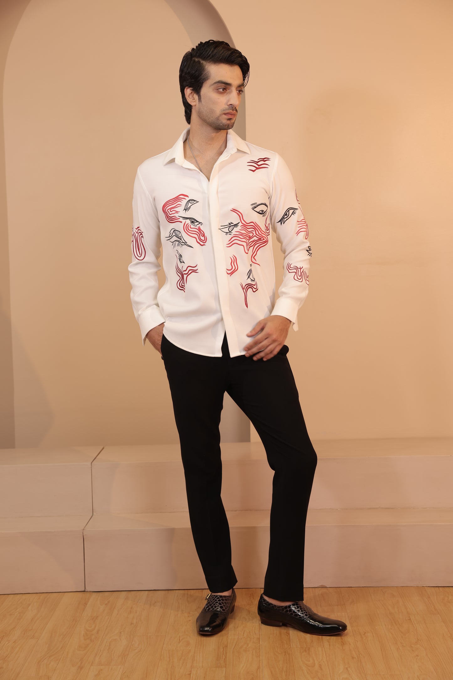 White embroidered tribal shirt