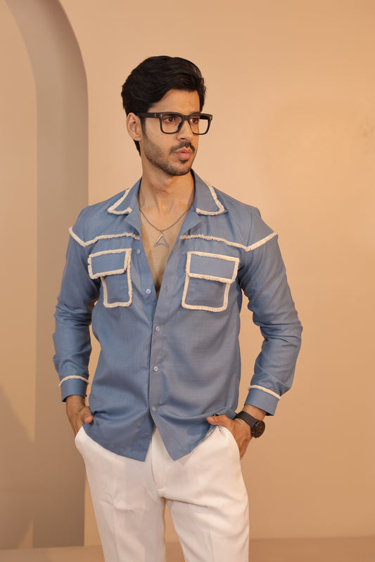 Linen patch pocket shirt
