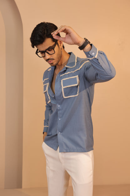 Linen patch pocket shirt