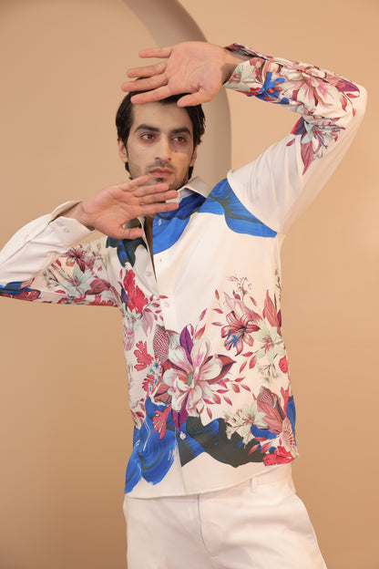 Floral white shirt
