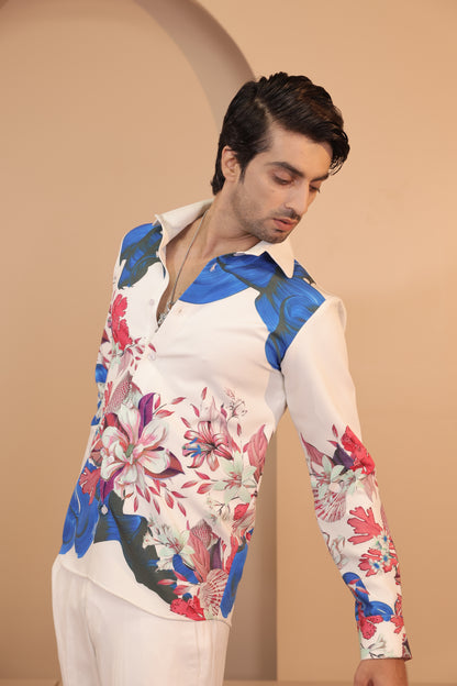Floral white shirt
