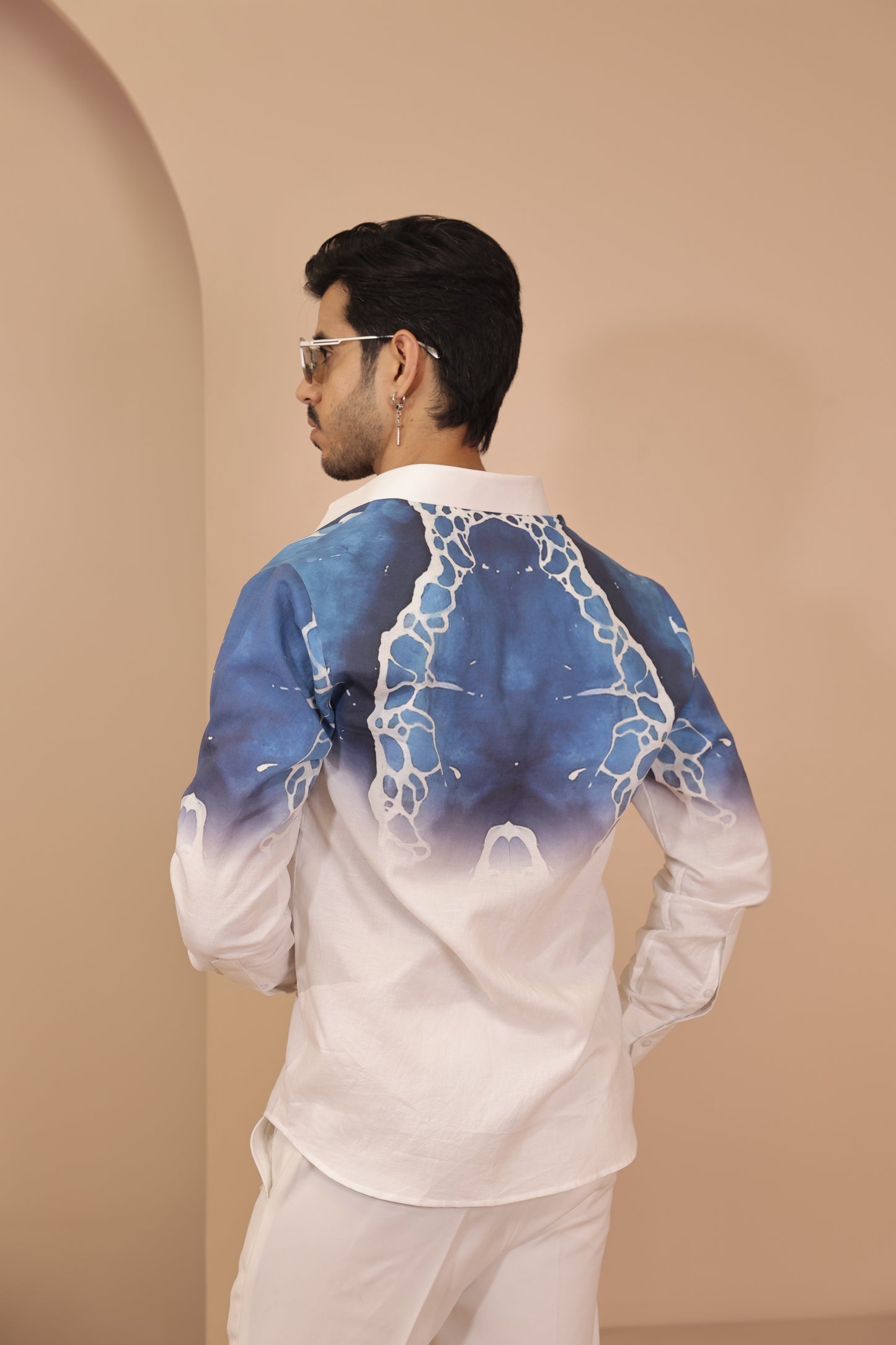 Wave Digital Print Linen Shirt