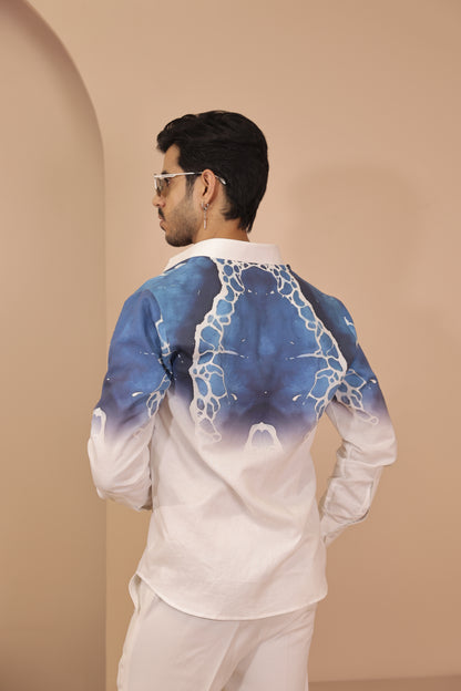 Wave Digital Print Linen Shirt
