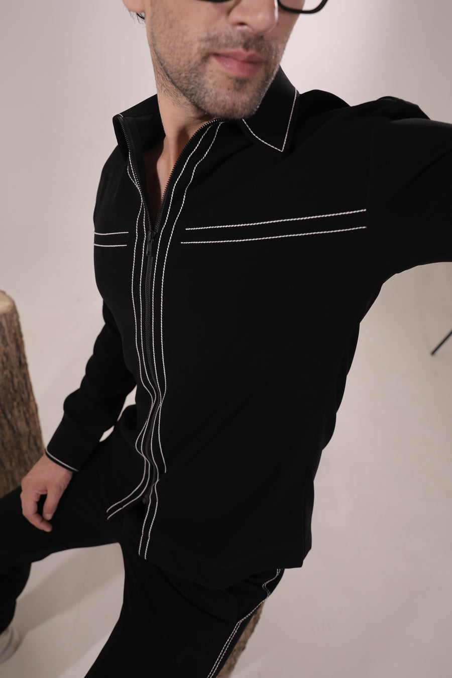 Black zipper shirt