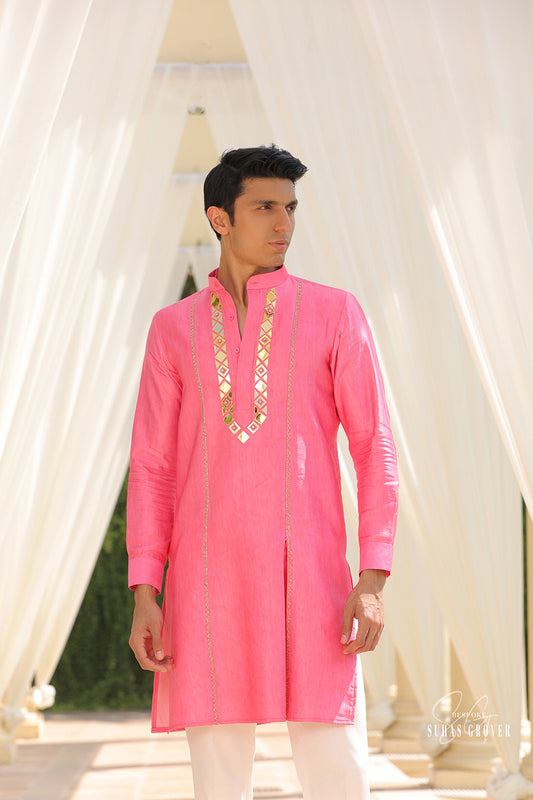 PINK LINEN KURTA