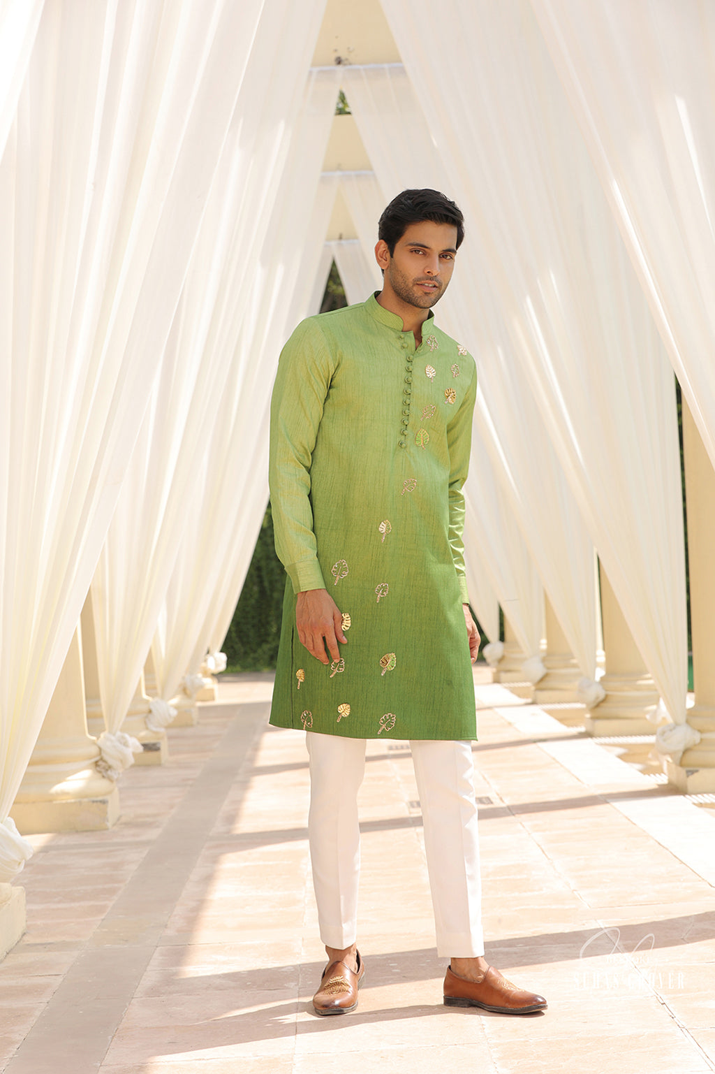 GREEN OMBRE KURTA SET