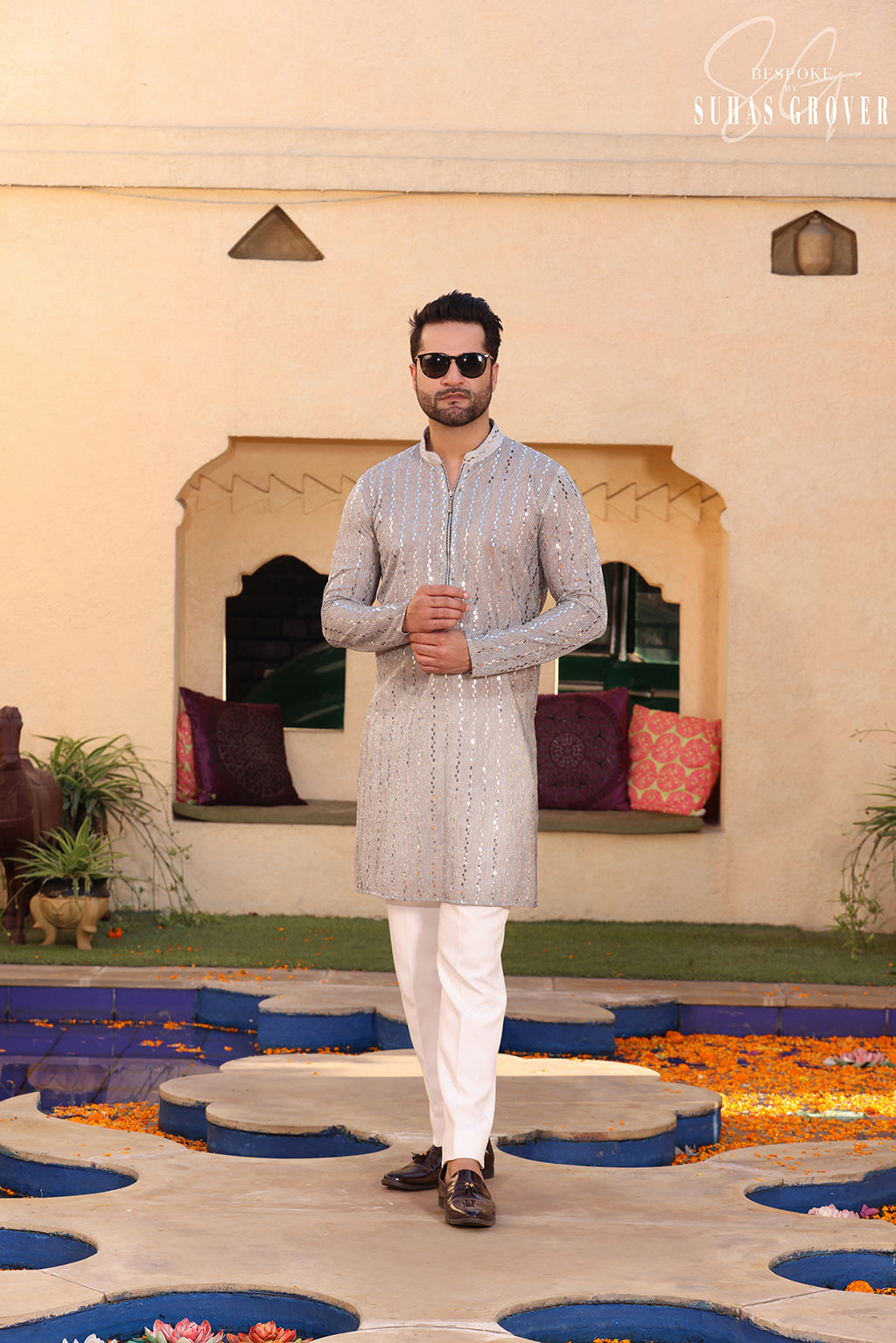 GREY SEQUIN KURTA SET