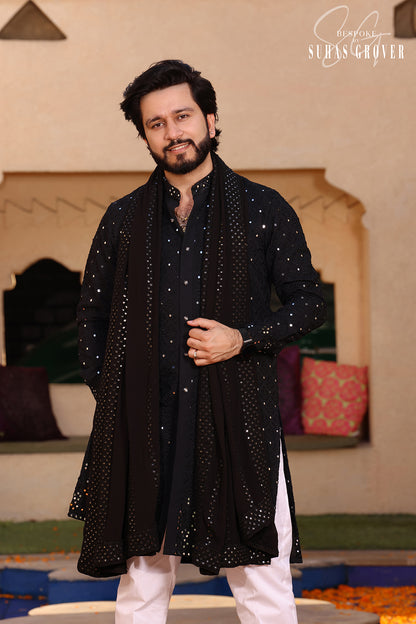 BLACK SHAWA SHAWA KURTA SET