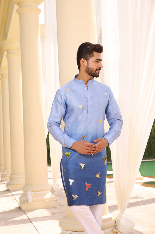 BLUE OMBRE KURTA SET