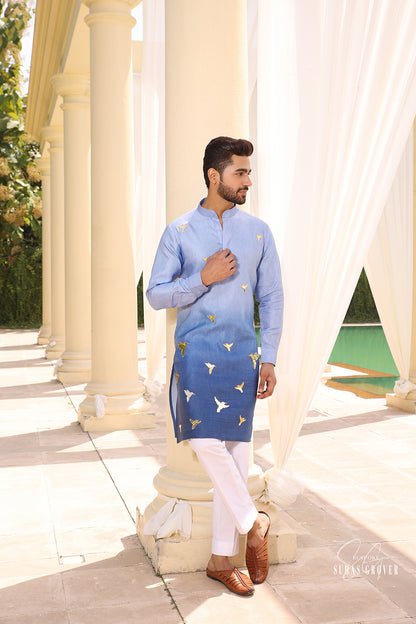BLUE OMBRE KURTA SET