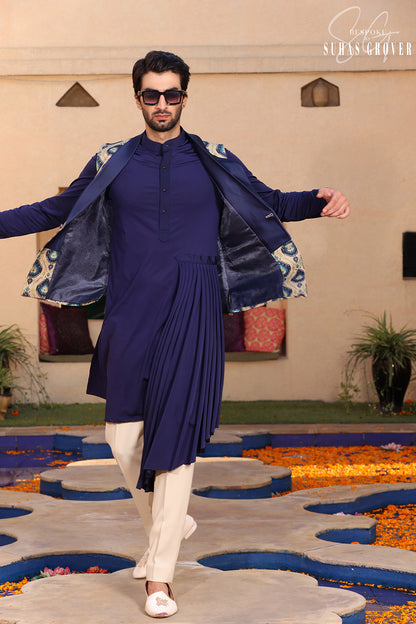 PEACOCK JAQUARD NEHRU JACKET SET