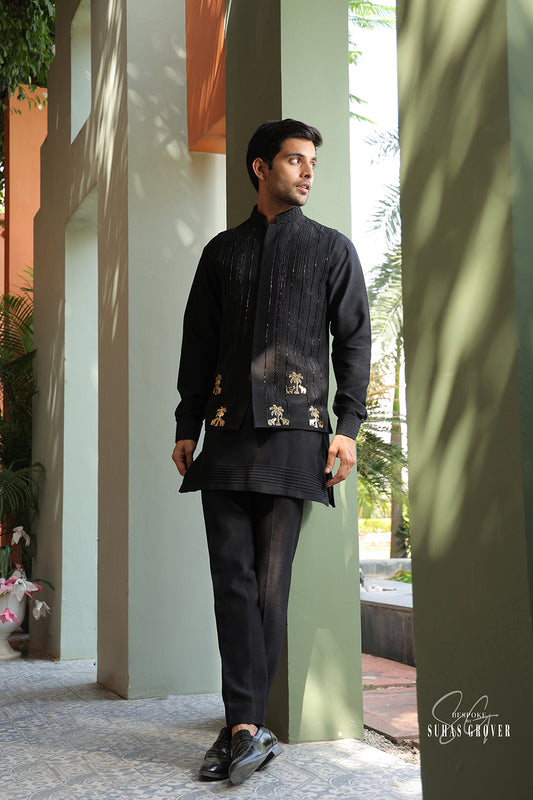 BLACK MIRROR NEHRU JACKET SET