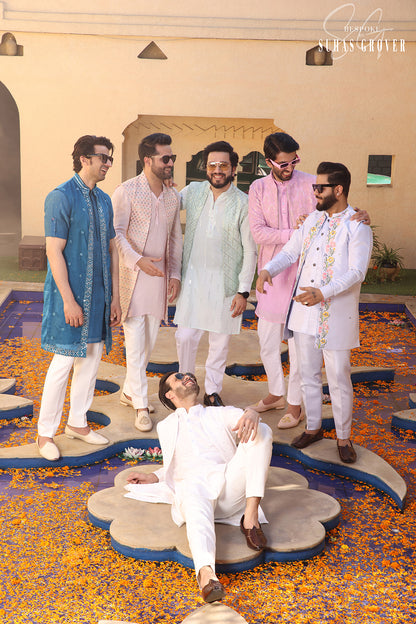 PINK DABKA NEHRU JACKET SET