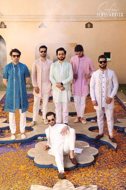 MINT GREEN LUCKNOWI KURTA SET