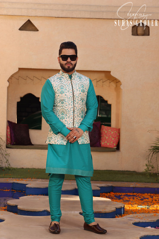 IVORY GREEN JACKET SET