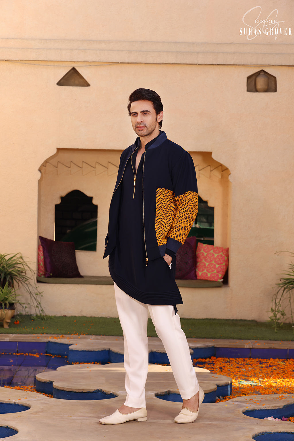 NAVY BLUE ZIPPER JACKET SET