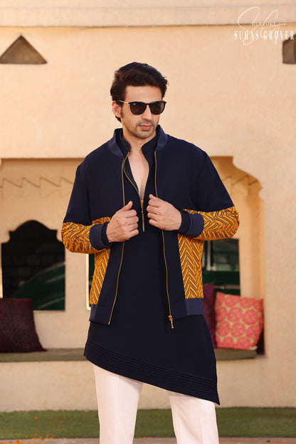 NAVY BLUE ZIPPER JACKET SET