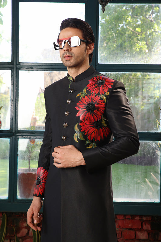BLACK HANDPAINT INDOWESTERN SET