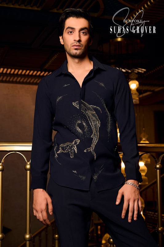 BLUE FISH EMBROIDERY SHIRT