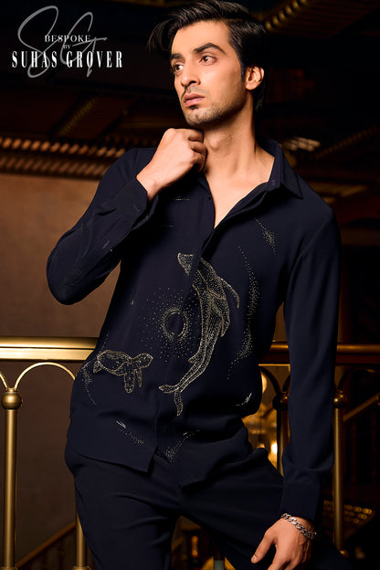 BLUE FISH EMBROIDERY SHIRT