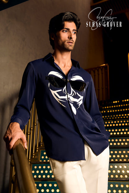 BLUE FACE BLACK SUNGLASSES SHIRT